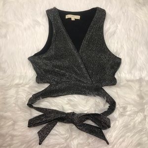 Fashion Nova Tied Metallic Midnight Top
